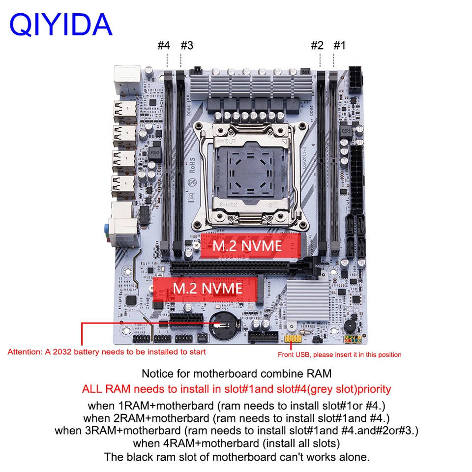 QIYIDA X99 Motherboard kit set LGA 2011-3 Xeon E5 2640 V4 CPU DDR4