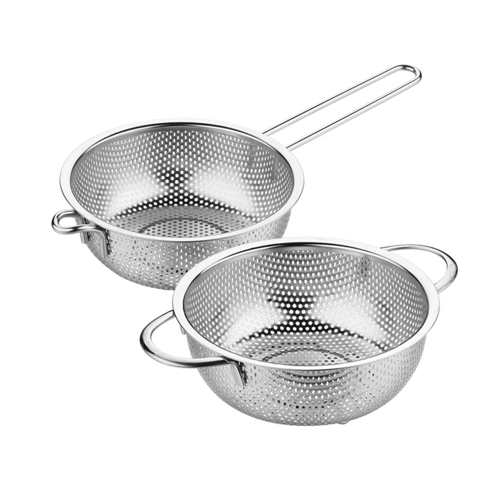 

Stainless Steel Rice Colander Stainless Steel Basket Rice Wash Strainer Fruit Vegetable Drain Sieve Kitchen Bar Utensils