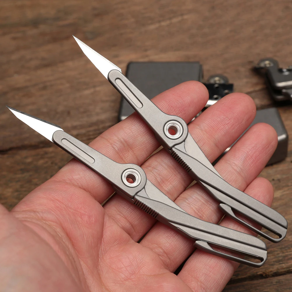 Titanium Folding Knife EDC Portable Pocket Knife Emergency Key Medical Survival Multi-Tool Clone 10pcs Knives Replaceable Blades