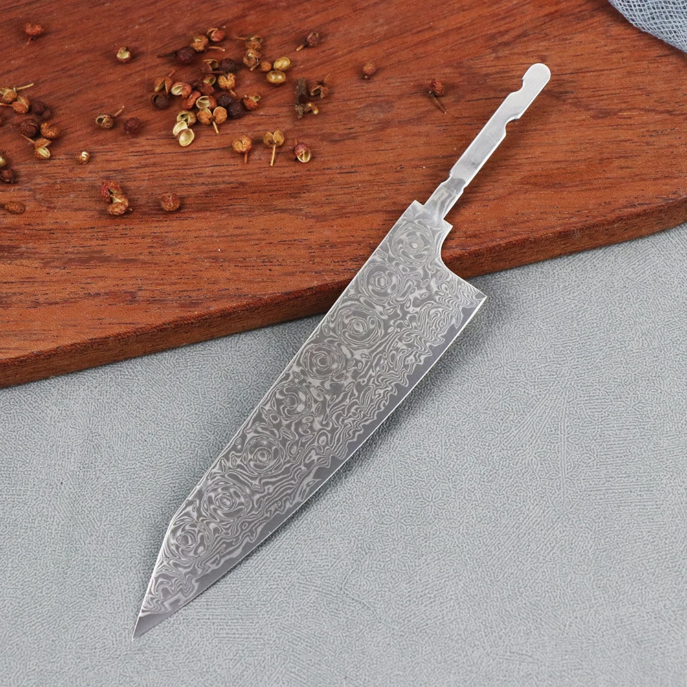 JUMCSONG DIY Blade Blank 67 layer Damascus VG10 Steel Core Semi-Finished Blade Utility Knife Santoku Small Vegetable Cutting