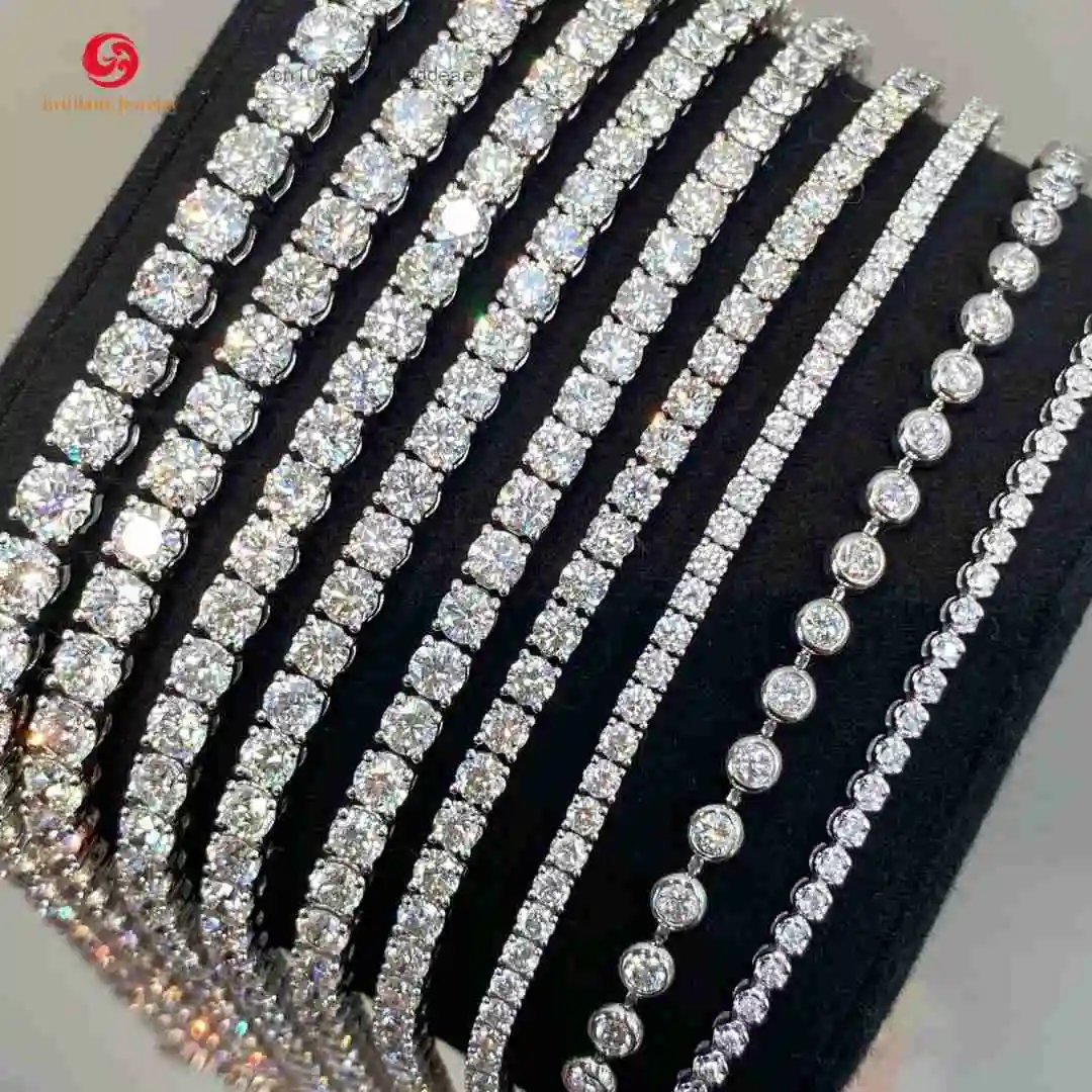 

S925 necklace Moissanite Lab Grown Diamond Tennis Chain Bracelet CVD IGI Certified Vvs 2mm - 6.5mm Round Iced Out 925 Silver