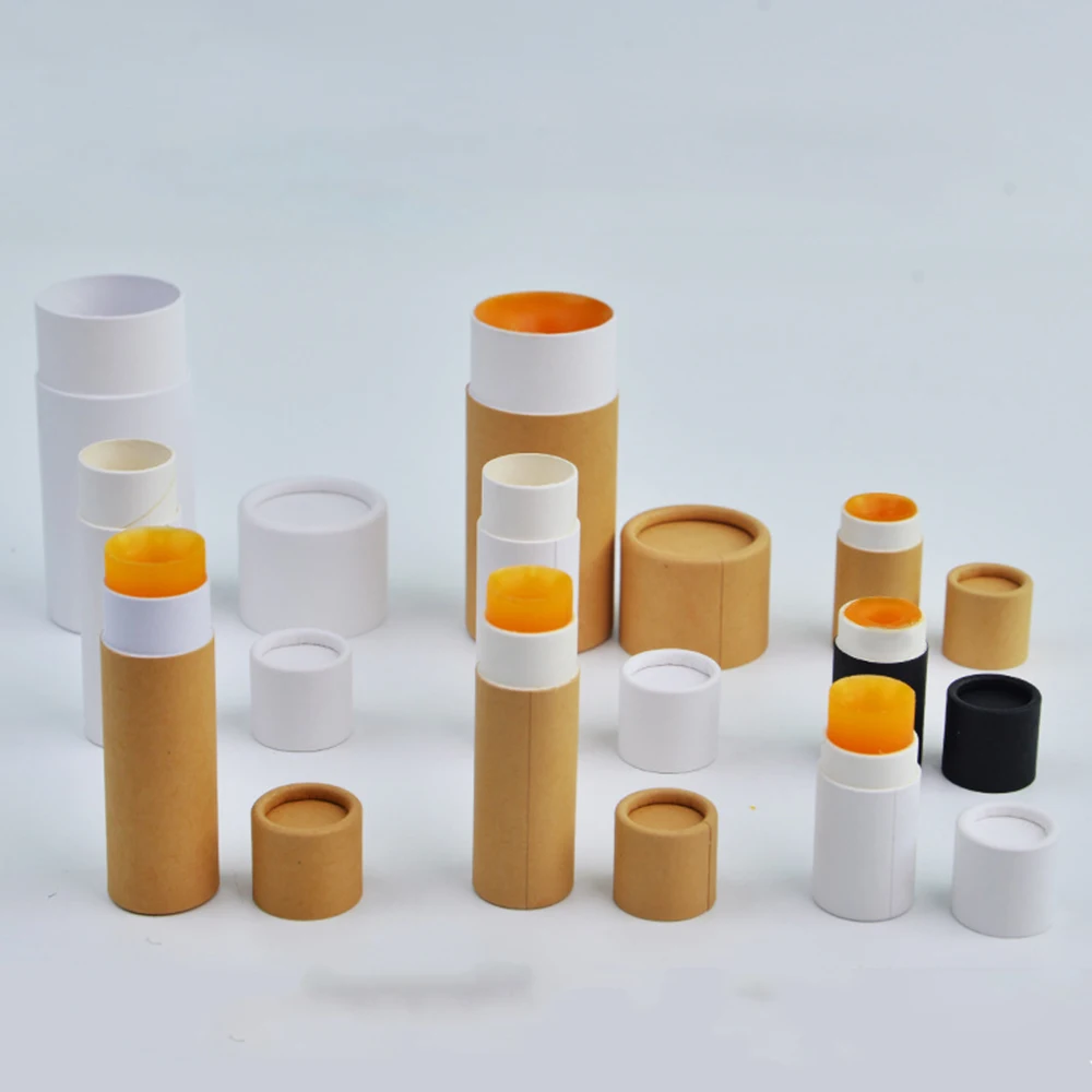 20PCS Push Up Tubes Lip balm Kraft Paper Tube Empty Lipstick Tube Degradable Cosmetic Containers Solid Deodorant Paste Tube