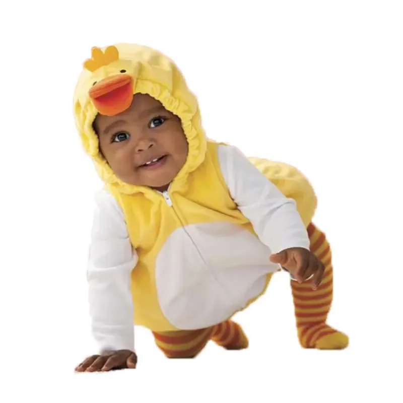 

Umorden 2pcs/set Little Yellow Duck Costume for Baby Unisex Romper Bodysuit Hoodie with Stockings Fleece 0-18M Easter Clothes