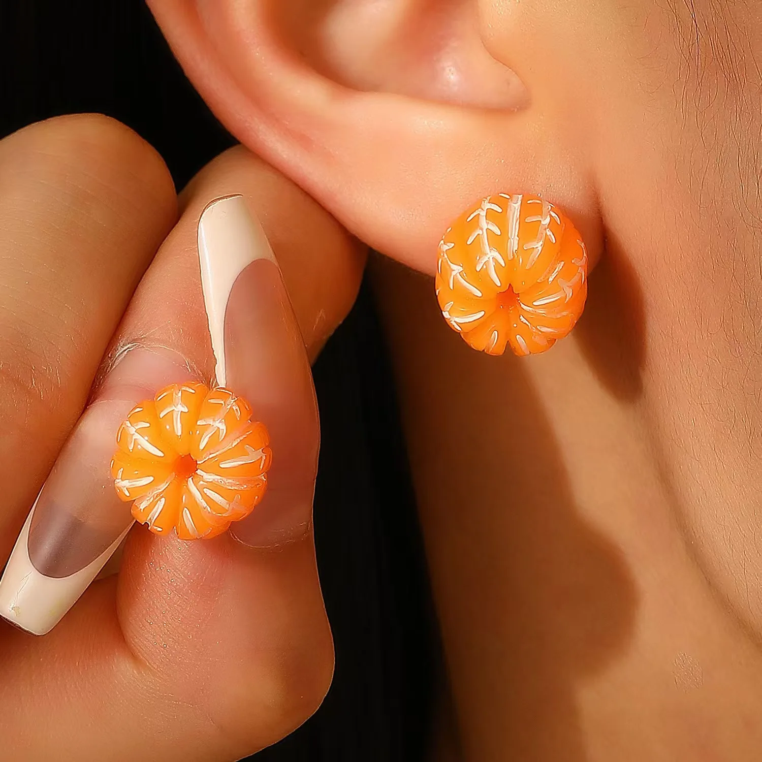 Sweet Cute Orange Shaped Earrings For Women Jewelry 2026 Trending New Women's Orange Fruit Earrings Pendientes Brincos Kolczyki