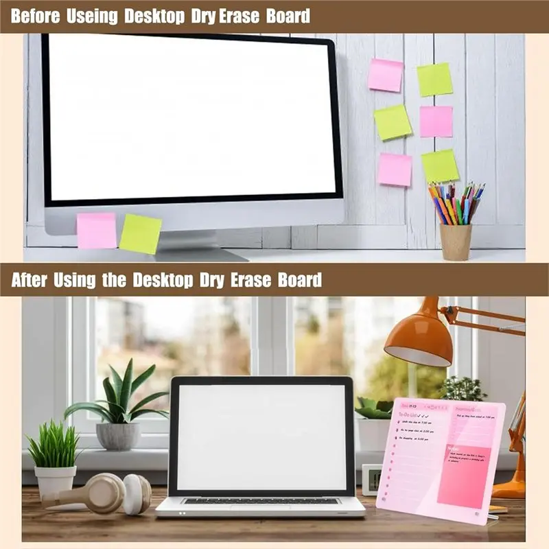 QWE-Whiteboard With Stand Acrylic Dry Erase Board 15.7X11.8, Frameless Tabletop To-Do List Planner For Offices Home School