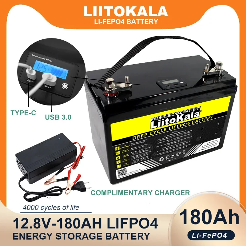 LiitoKala 12 فولت 310Ah 180ah 120Ah 200ah بطارية LiFePO4 فوسفات ل 12.8 فولت عربة جولف دراجة نارية بطاريات محرك السيارة تعديل
