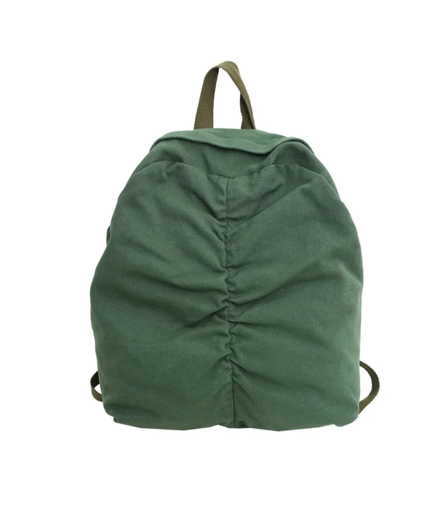 Folded canvas backpack women's large capacity lazy simple high school college student schoolbag Mori backpack men