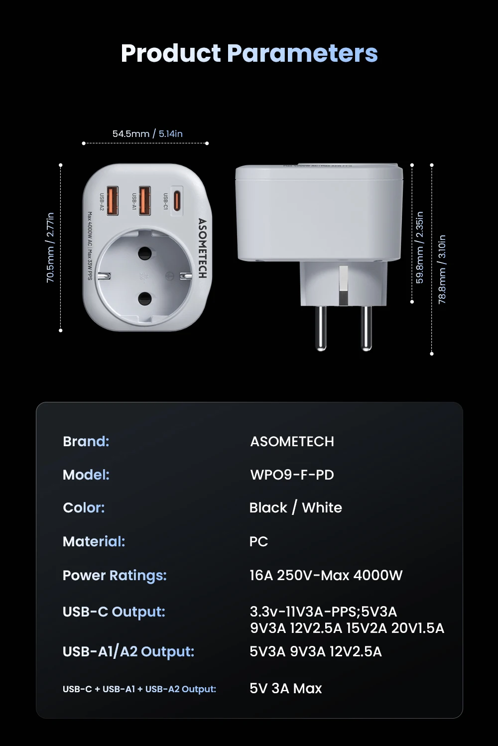 33 W GaN Ladegerät PPS PD 30 W QC3.0 Multi USB C Ladegerät Steckdose mit 4000 W AC Steckdosen Super Schnelle Aufladung für iPhone 15 Samsung – Detail 11