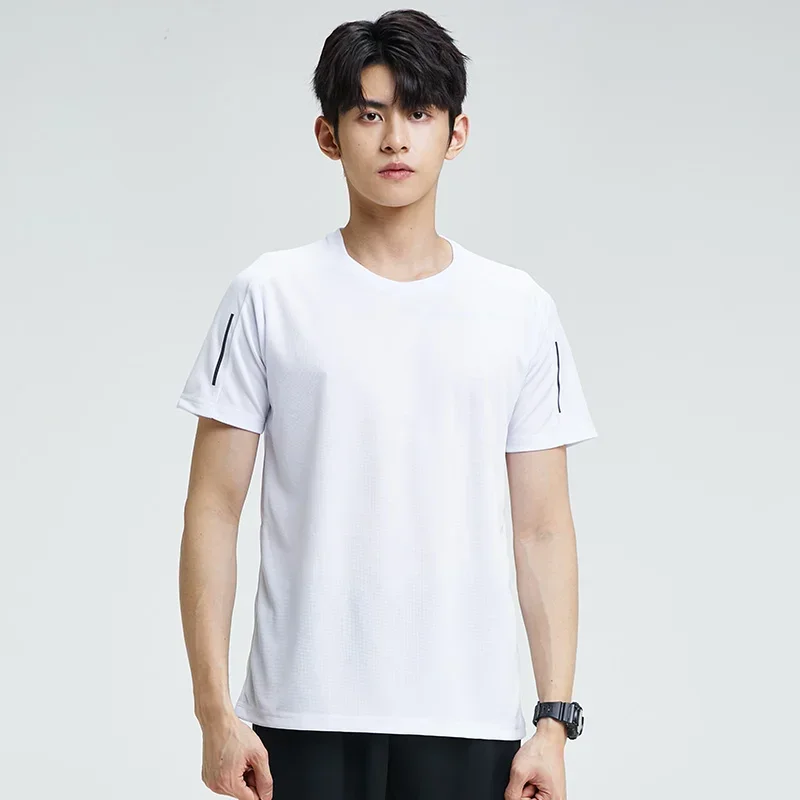 Sleeve Sports T-shirt Short Men Breathable Sweat Absorbent Quick Dry Basketball Clothes Summer Ice Silk Fitness Running Top