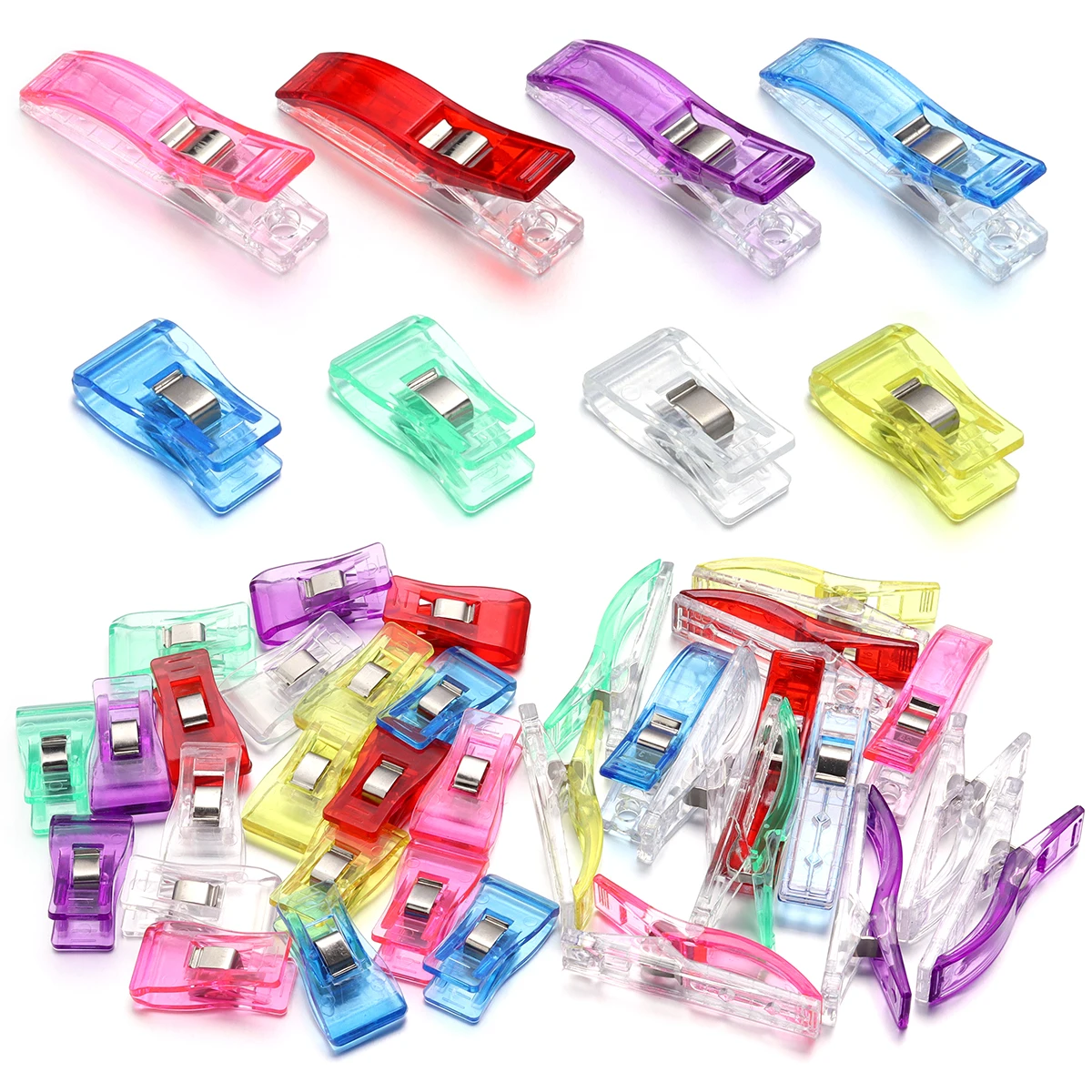 20-100PCs Sewing Clips Plastic DIY Crafting Crocheting Knitting Clothing Clips Assorted Colors Craft Securing Quilting Clip