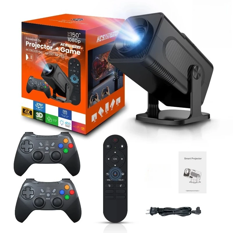 Android16 HCS350PRO+ Projector 2GB 16GB Double Wireless Controller OEM ODM H713 Processor Projector BT Voice Remote Control