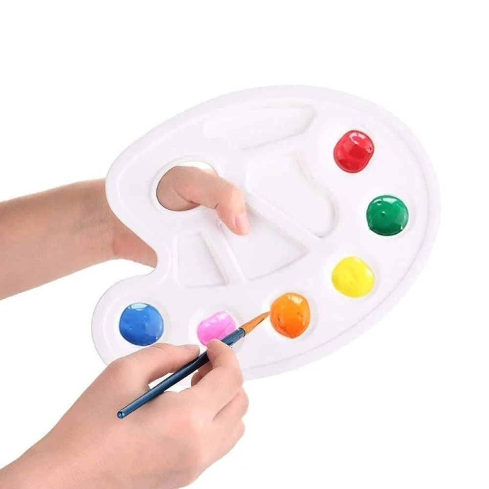1-20PC Plastic Mixing Palette with Finger Hole for Artists Watercolour Acrylic and Oil Painting for Learning and Watercolor Kid