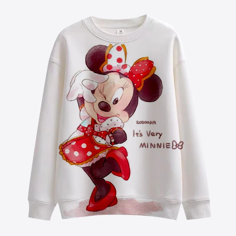 Sudadera informal de manga larga con cuello redondo para mujer, suéter de Mickey y Minnie de Disney, Harajuku, Y2K, otoño de 2022