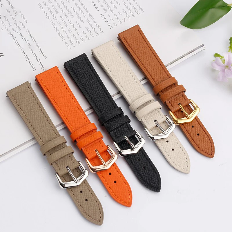 Genuine Leather Watch Strap for Women For Hermes Hour Series Armani 1945 1946 1819 Cowhide Leather Watch Band Pin Buckle 14 16mm