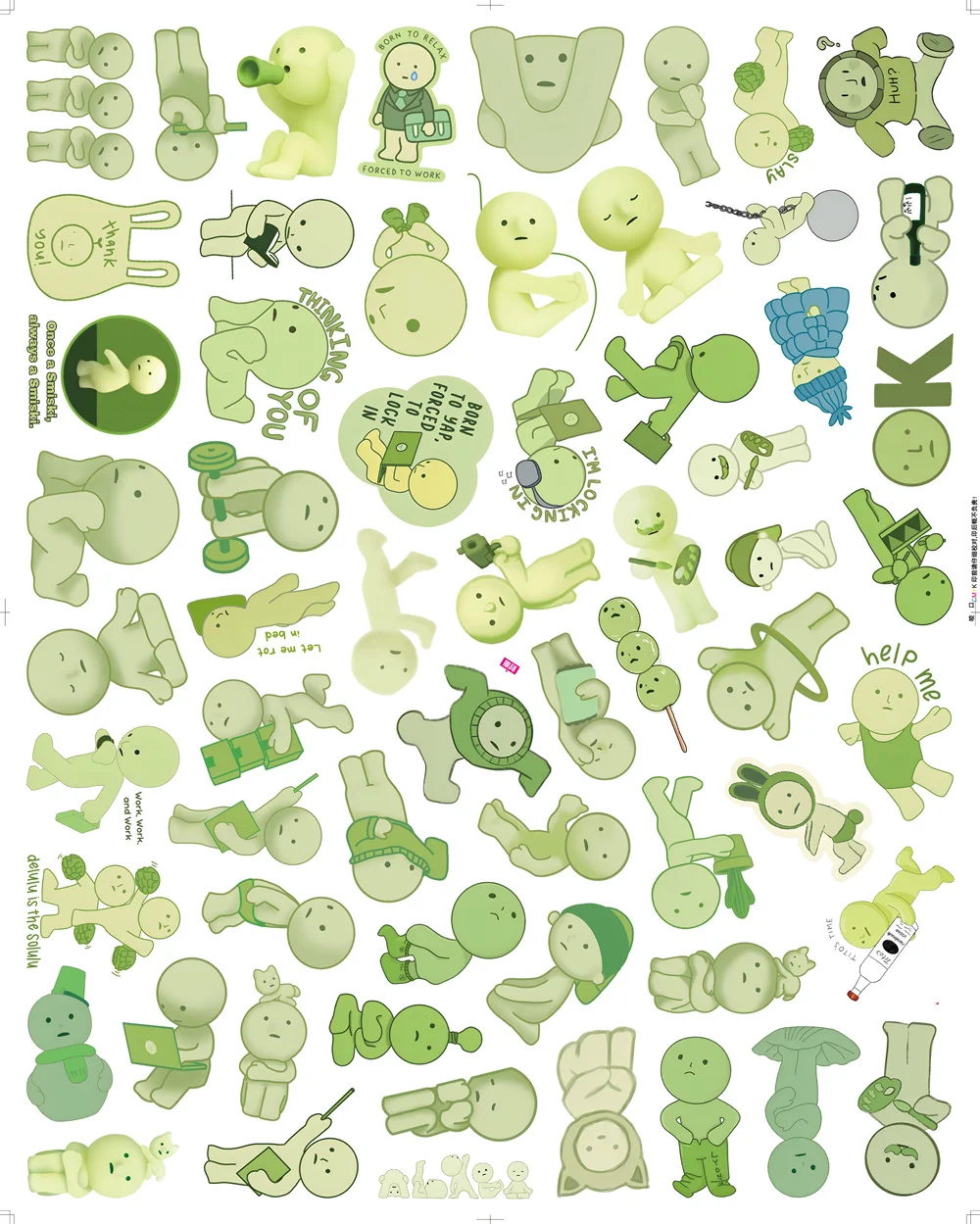 58 قطعة ملصقات Smiski سوني الملاك Smiski العمل ملصق مائي DIY بها بنفسك الهاتف الغيتار المحمول دفتر حقيبة كوب ملصق مقاوم للماء #2