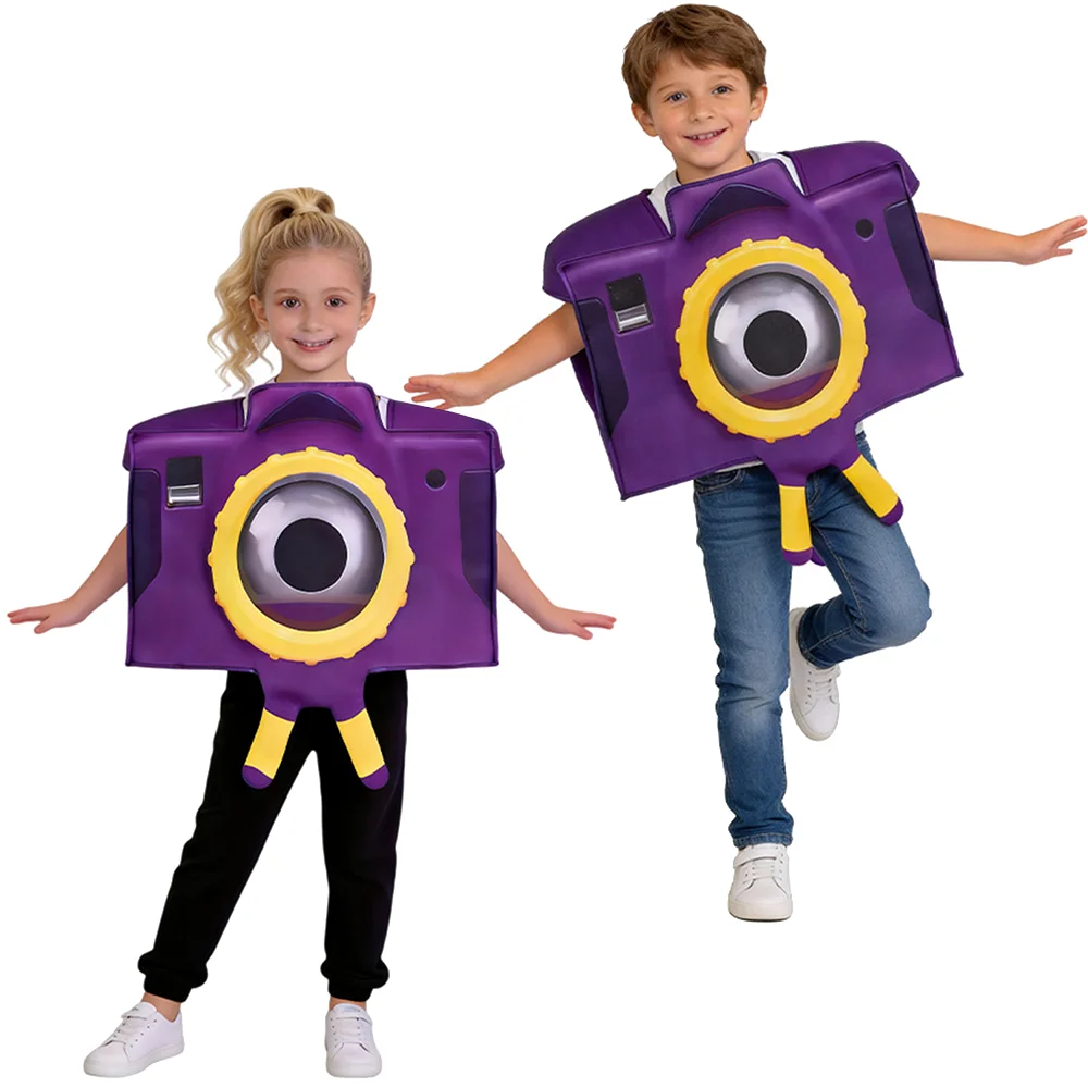

Purple Camera Shape Sponge Costume Cartoon Camera Fancy Dress Outfit Toy Cos Funny Prop Cosplay Halloween Carnival Disguise