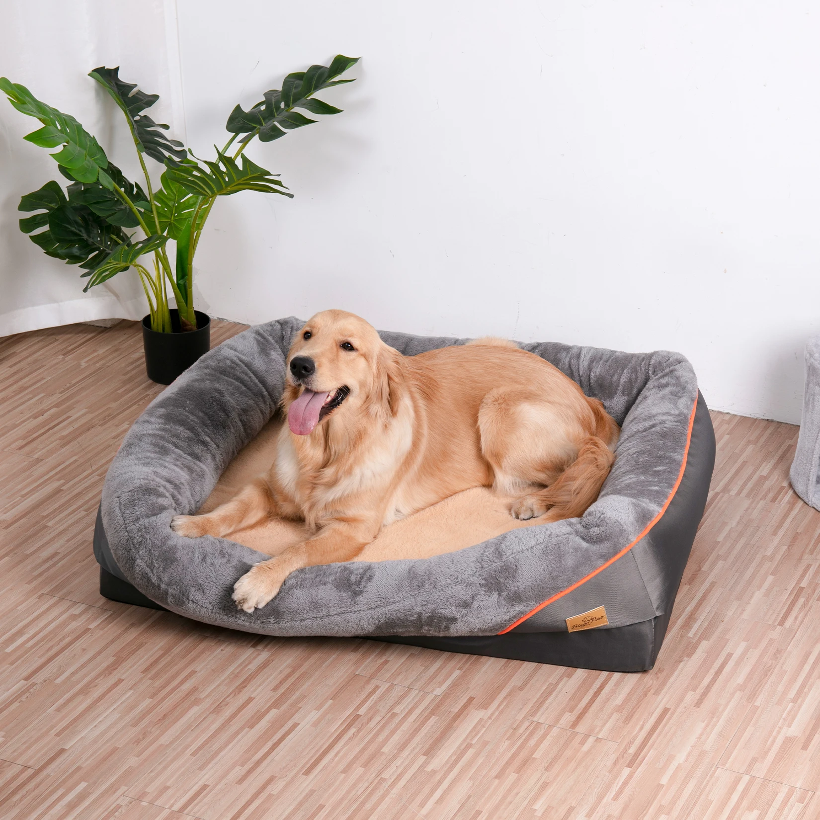 

qz-Jumbo Large Orthopedic Dog Bed Memory Foam Quilted Bolstered Pet Sofa Couch Elevated Cushion Warm Waterproof Mattress@