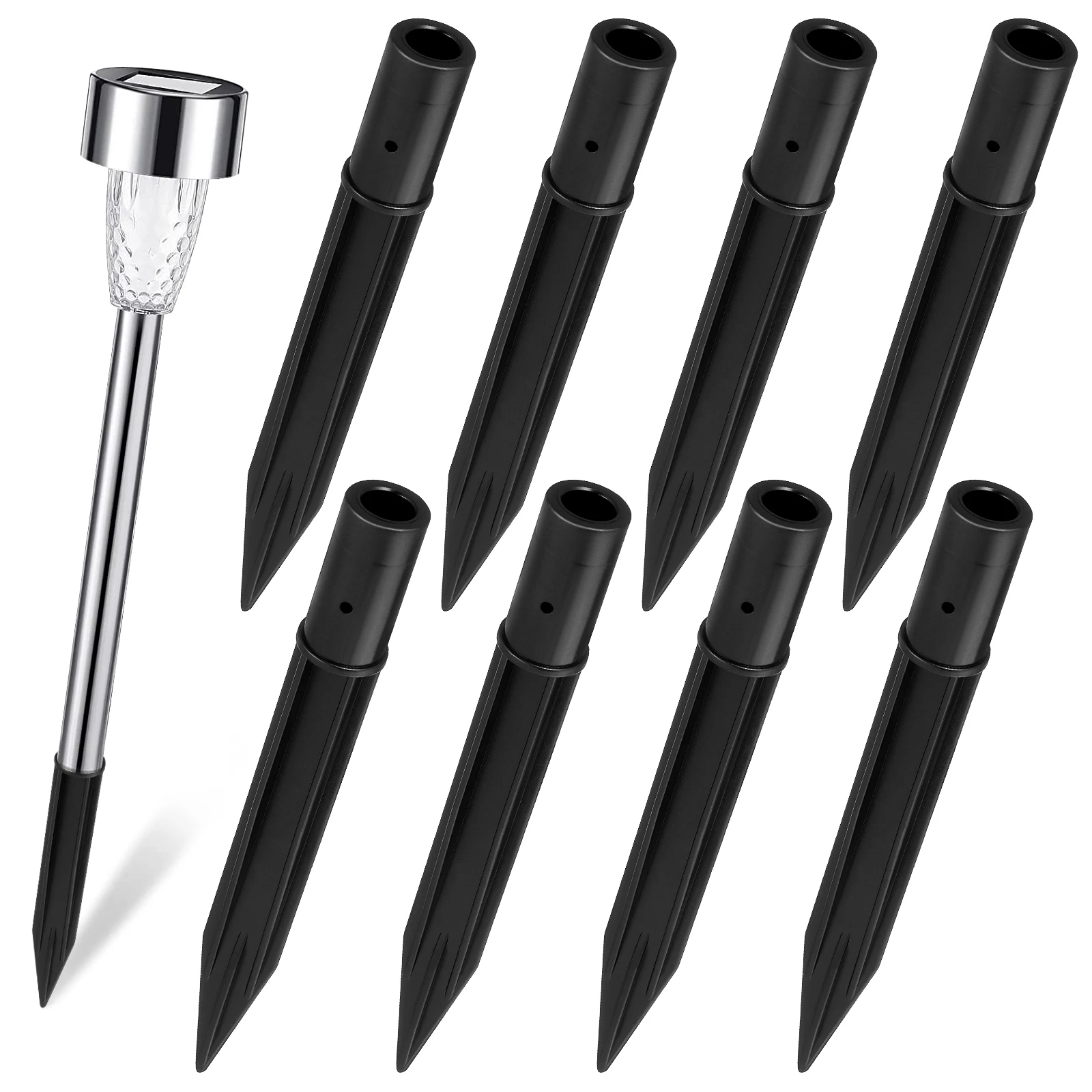 

10pcs Solar Light Stakes Lawn Lamp Pathway Black 160mm 16 8mm Plastic Replacement Ground Rods Waterproof Outdoor Garden Camping