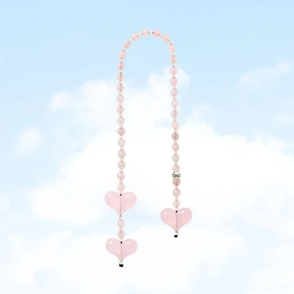 Y2K كبيرة الحجم القلب المفاتيح بطة صفراء خرز كريستالي مزدوجة الحب حقيبة قلادة الزجاج الأرز الخرز سبيكة خرز تميمة كيرينغ #5