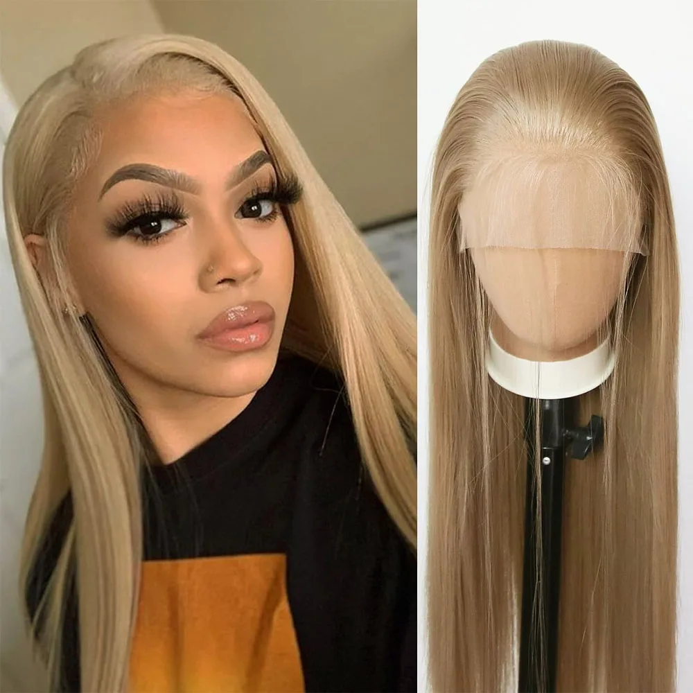 Mixed Gold Synthetic Lace Front Wig Glueless 13x4 24Inch | Pre Plucked Long Straight Ready to Wear Wigs for Women