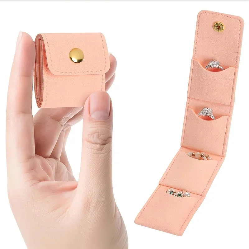 Foldable Multi-Functional Travel Jewelry Organizer Pouch Portable Multi-Compartment Storage Snap Button Closure Jewelry Storage
