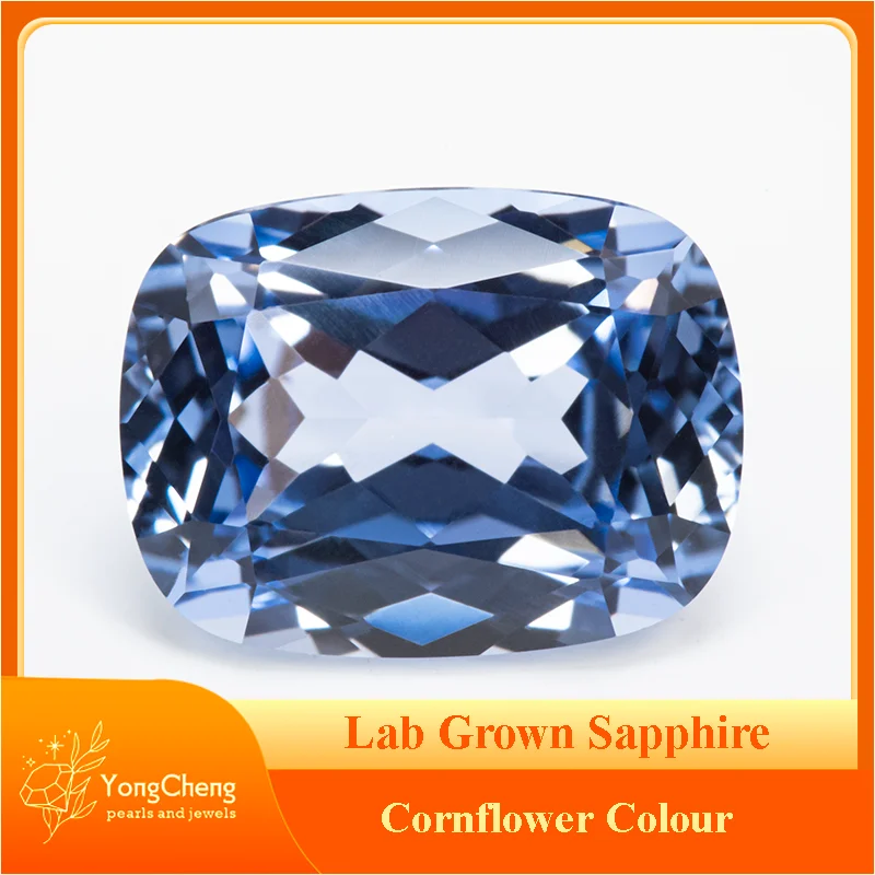 

Top Lab Grown Sapphire Cornflower Colour Rectangular Cushion Shape VVS1 Charms DIY for Jewel Making Selectable AGL Certificate