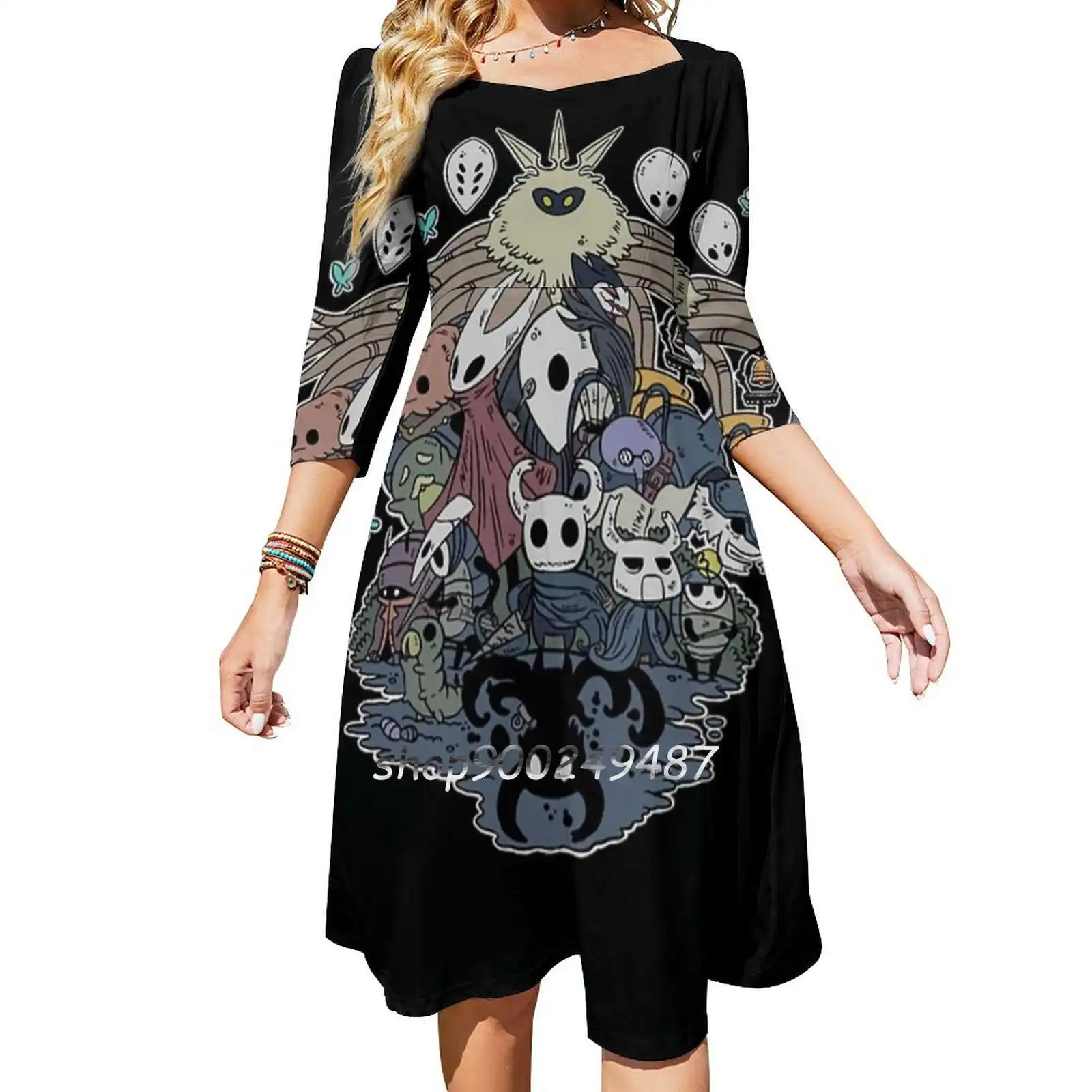 T-shirt amissié à col carré pour femme, tenue de soirée élégante et douce, style coréen Kawaii