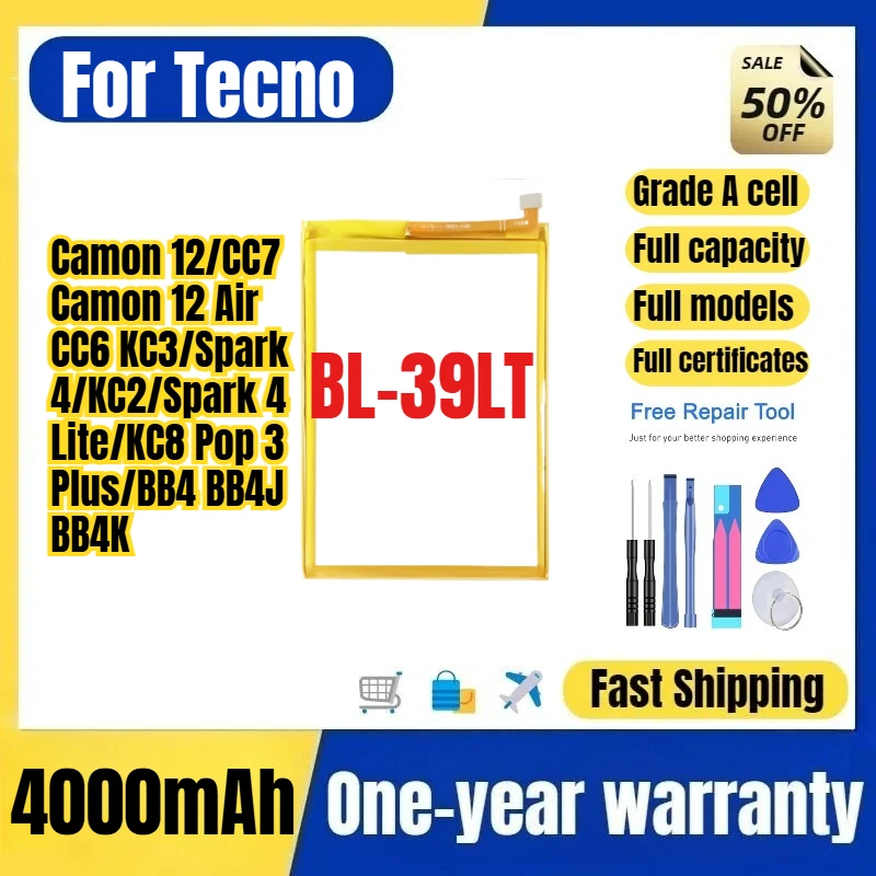 BL-39LT For Tecno Camon 12/Cc7/Camon 12 Air/Cc6 Kc3/Spark 4/Kc2/Spark 4 Lite/Kc…