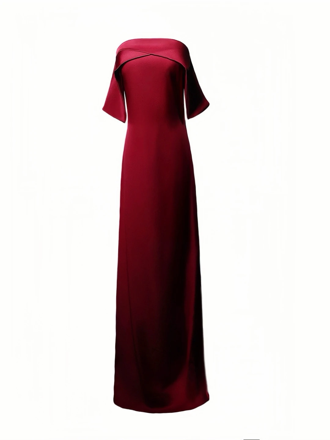 Czerwona Sukienka na Bal Maturalny Syrenka z Dekoltem w Serek, Satynowa, Odkryte Ramiona, Elegancka, Olśniewająca, na Uroczystość Zakończenia Szkoły, Toast, Kostium, Suknia Ślubna, Formalna, Wieczorowa