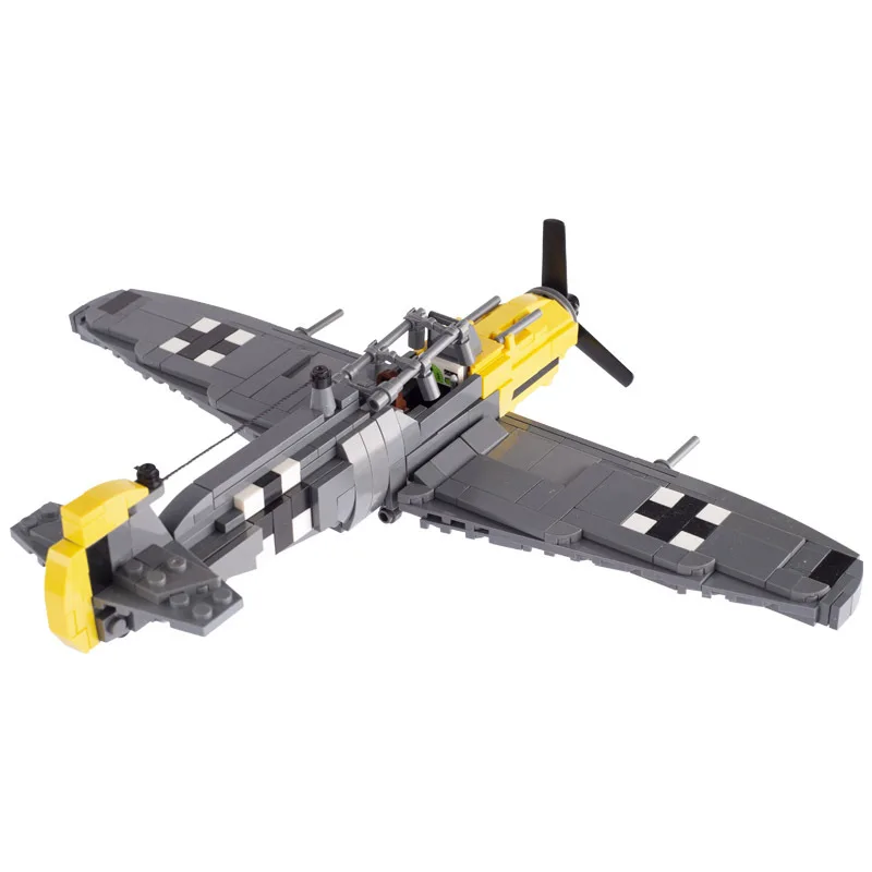 World War II German BF109 US P-51 Fighter Model Military Soldier Weapon Jets Gunship Technique Building blocks Toy Gift