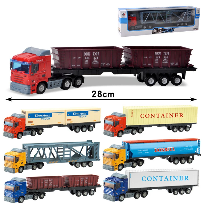 

1:48Alloy Inertia Force Large Truck Model Toys Ornament Engineering Car Container Truck Diecast Car Toy Kids Christmas Gift