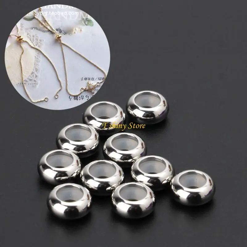 

N58F 10Pcs Stainless Steel Rubber Insert Stopper Spacer Beads for Add-a-Bead Bracelet
