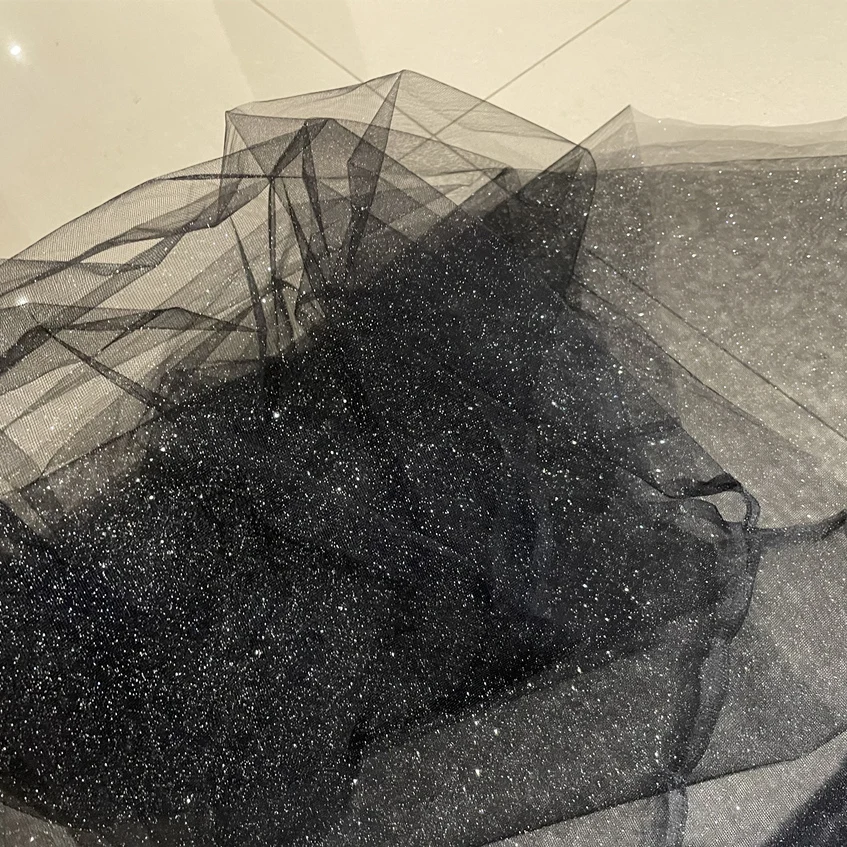 Gold pink spray silver glitter shiny chiffon fabric sewn children's fluffy skirt wedding dress DIYactivity background decoration