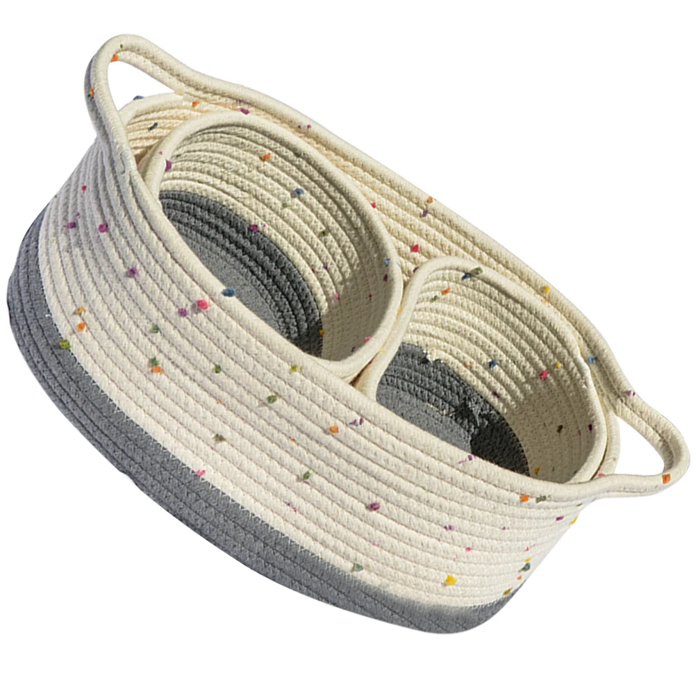 

3 Pcs Cotton Rope Storage Basket Small Size Hand Woven for Shelves Bathroom Bedroom Living Room Snack Home Decor Gift