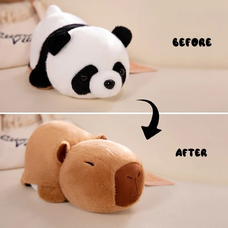 Double-Sided Flip Panda Toy Capybara Transform Plush Doll 2-in-1 Capybara Flip Change Transform Panda Soft Pillow Children Gifts