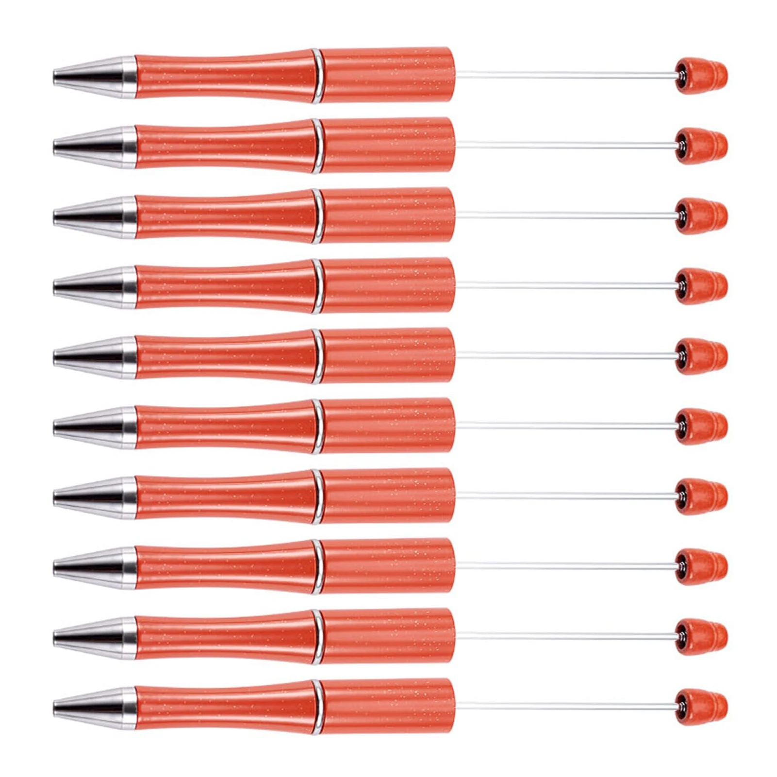 

10Pcs Orange Beaded Students Plastic Beadable Writing Supplies Bead Pen Ballpoint Pens