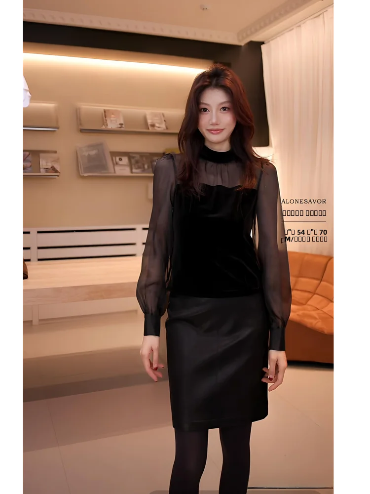 

Женская винтажная кружевная блузка Dragon Xier Ogees с воротником-стойкой, осенне-зимняя, из полиэстера и аммиачного волокна, длинная, для ношения под одеждой