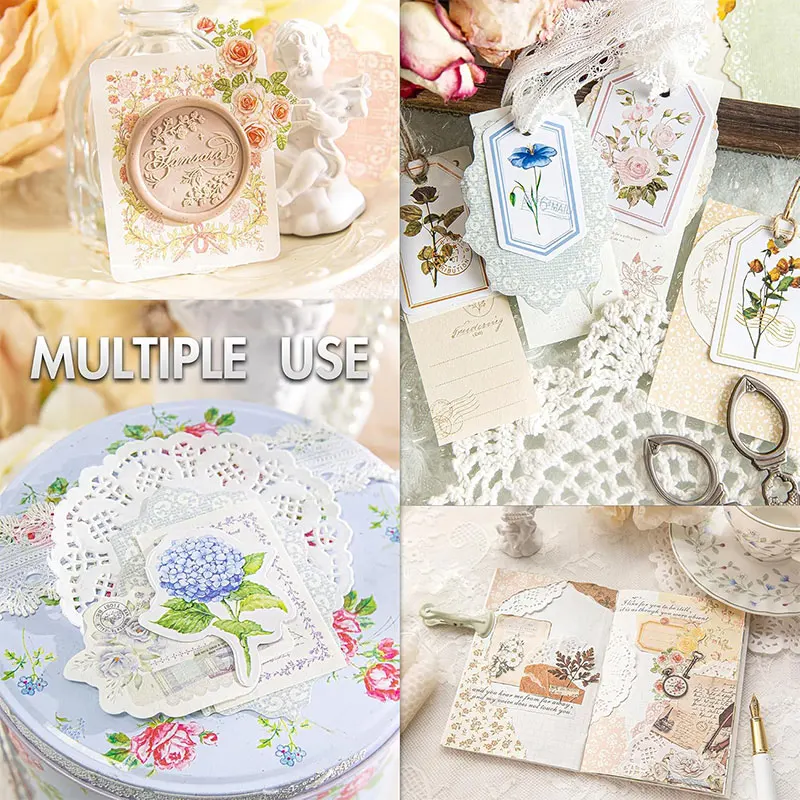 100/400 Vintage Blumen Scrapbook-Papier Bullet Journaling Aufkleber-Sets Retro Bastelzubehör Sortierte Utensilien Planer Collage Karten Album – Detail 4