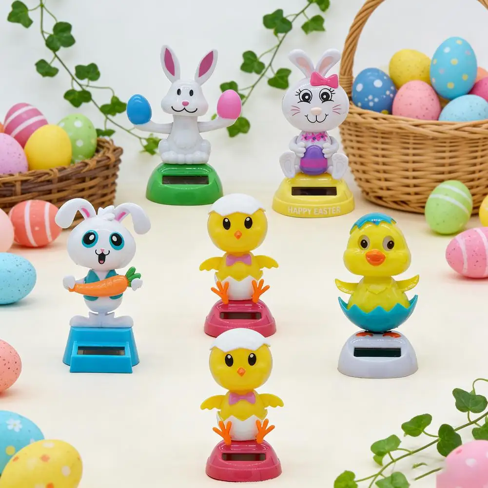Juguetes de Conejito Bailarín con Energía Solar, Huevos de Conejito, Adornos para Coche, Conejito Bailarín con Cabeza Móvil, Regalos de Conejito con Muñeca, Huevos de Conejito de Pascua Q9B8