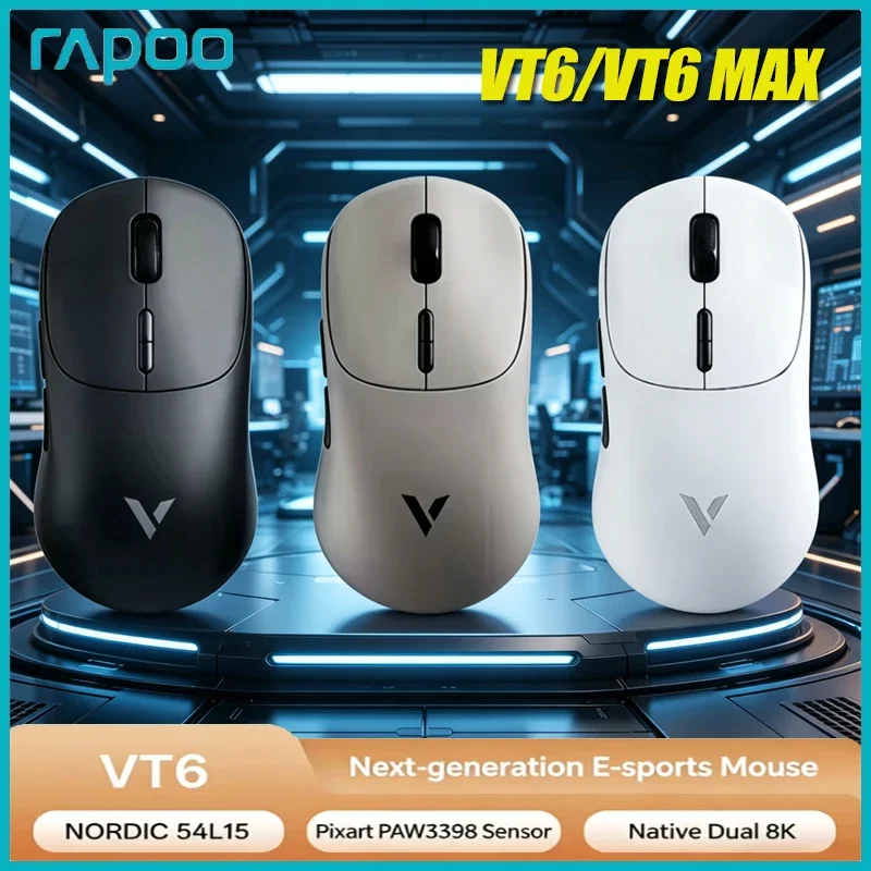 

Rapoo VT6 MAX Wireless E-sports Mouse 8000Hz Polling Rate PAW3950 Gaming Mouse Lightweight Mice for Small Medium Hands Gamers