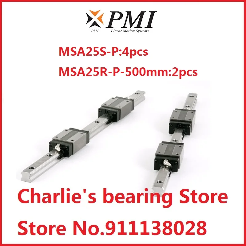 

100% brand new original genuine PMI brand linear guide 4pcs MSA25S-P block match with 2pcs 500mm length rail