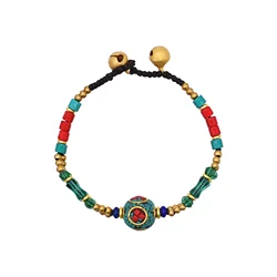 Colorful Beaded Hand Rope Ethnic Style Nepalese Imitation Turquoise Bracelet Women Jewelry Accessories