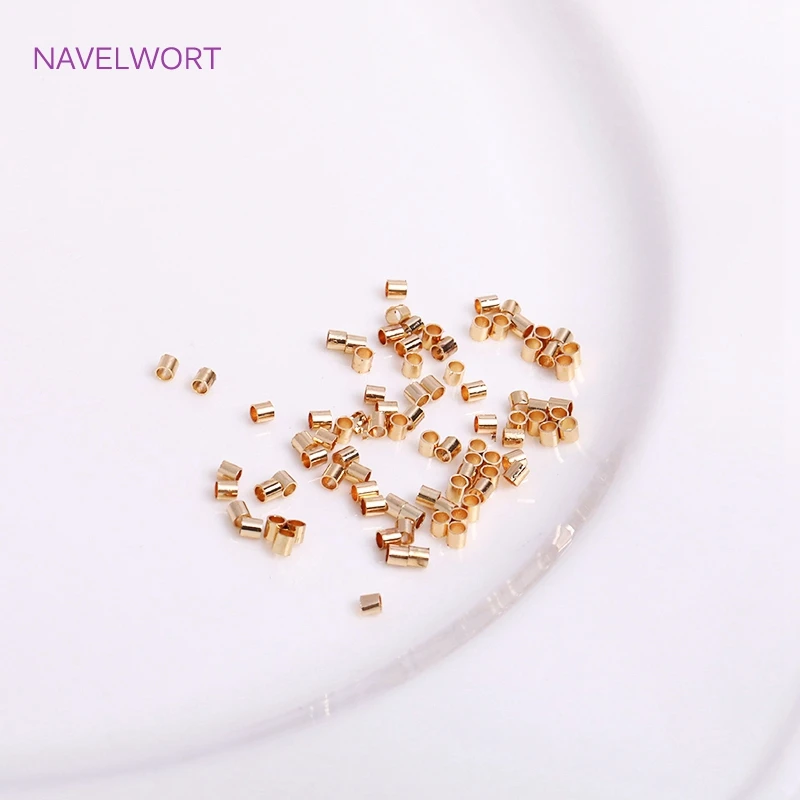 18K Gold Plated 2mm/2.5mm Crimp Beads For Jewelry Making, 1.5mm/2mm Tubular Crimp Bead DIY Jewelry Fittings Accessories