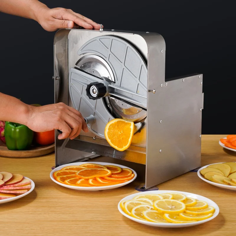 เครื่องตัดผักและผลไม้เชิงพาณิชย์มัลติฟังก์ชั่นไฟฟ้าอัตโนมัติเครื่องตัดมันฝรั่งมะนาวคู่มือและไฟฟ้าใช้คู่