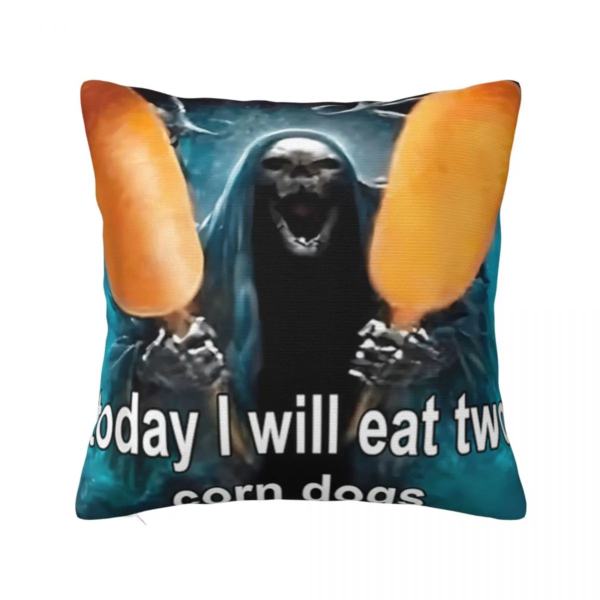 Today I Will Eat Two Corn Dogs Square Pillowcase Pillow Cover Cushion Zip Decorative Comfort Throw Pillow for Home Bedroom