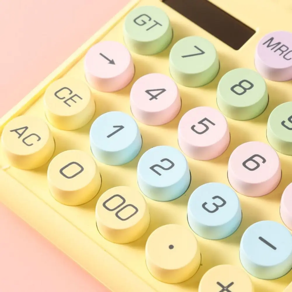 آلة حاسبة تعمل بالطاقة الشمسية مكونة من 12 رقمًا مزودة بمصدر طاقة مزدوج ولوحة مفاتيح ميكانيكية بلون الحلوى وآلة حاسبة دوبامين واسعة الشاشة #2