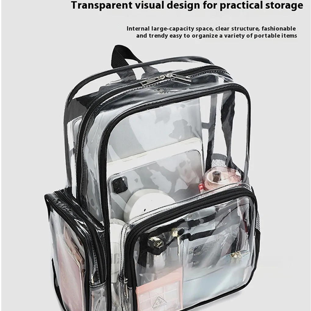 حقيبة كتف شفافة بسيطة للجنسين ذات سعة كبيرة حقائب ظهر محمولة متعددة الوظائف مقاومة للماء حقيبة ظهر للرجال والنساء