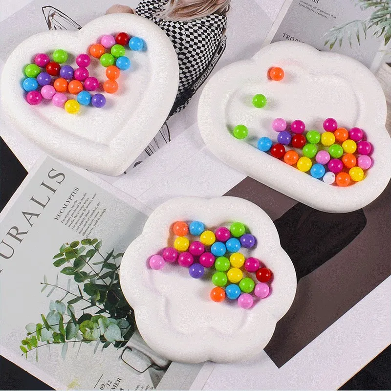 Round Flower Heart Shape Tray Mold DIY Clay Resin Plaster Cement Silicone Mould For Jewelry Display Plate Home Decor Supplies