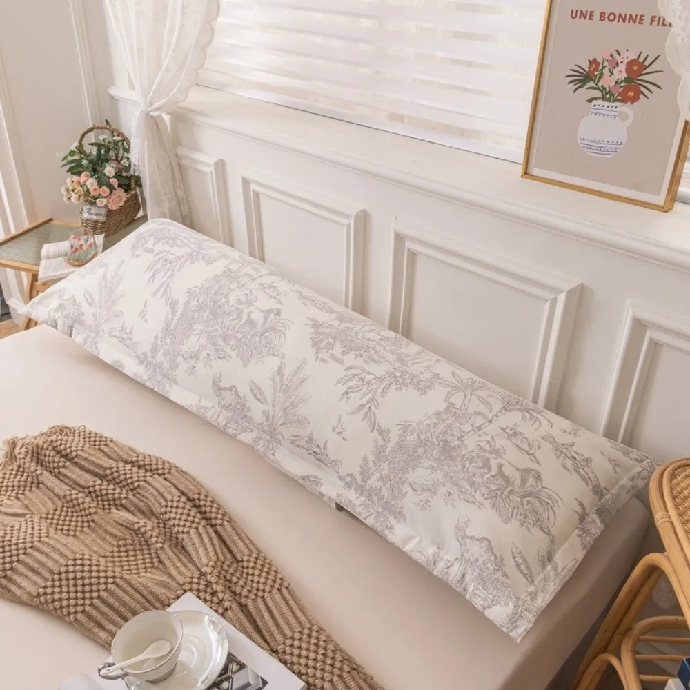 Floral Print Long Pillow Cover 120/150/180cm Rectangle Decorative Cushion Cover Breathable Hugging Pillowcase for Bedroom Decor