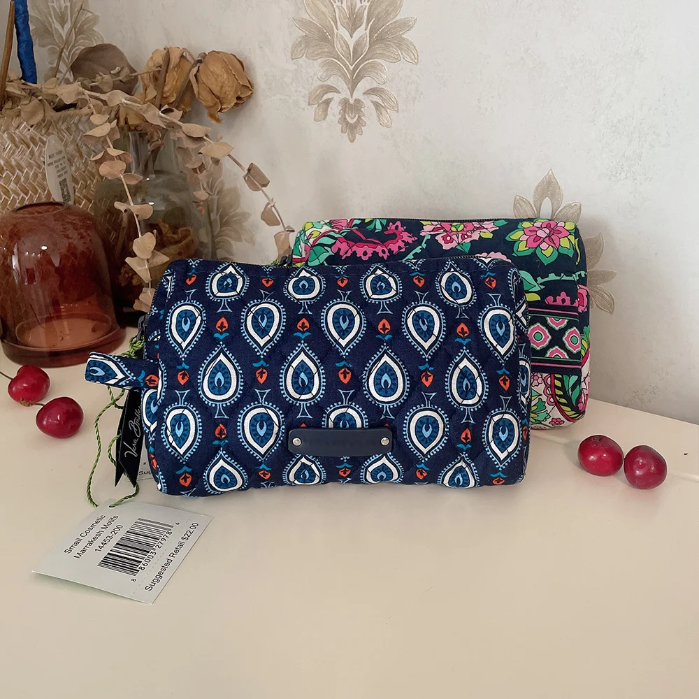 Borsa per il trucco impermeabile da donna piccola in cotone VB borsa da viaggio per articoli da toeletta piccola